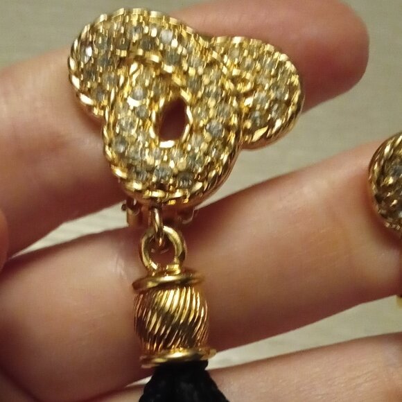 Swarovski Dangle Crystal Tassel Clip-on Earrings Celtic Twist - Picture 6 of 11